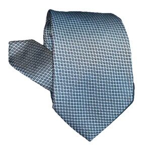 Hugo Boss Men Neck Tie Aqua Blue Lavender Dot 100% Silk Made In Italy Gorgeous